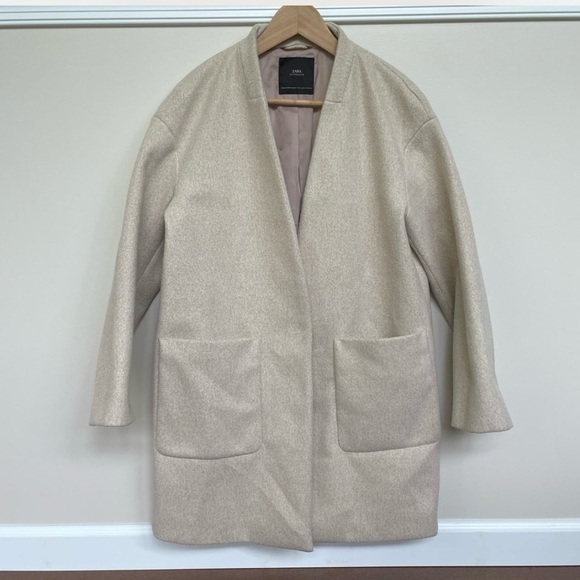 Zara Jackets & Blazers - Zara Cream Open-Front Wool Blend Coat